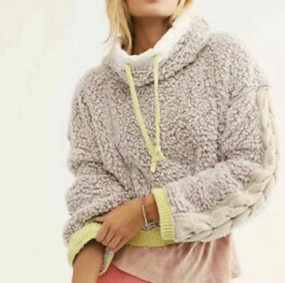 Free People Womens Wild Heart Fleece Funnel Neck Sweatshirt